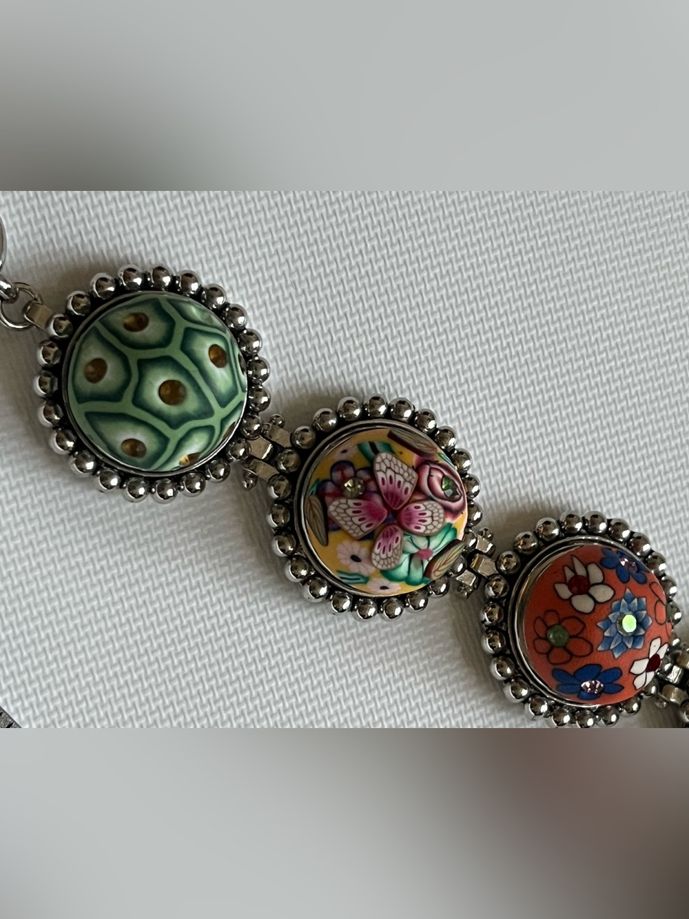 Green Enamel Butterfly Pendant Necklace with Colorful Bead Accents - Picture 6 of 7